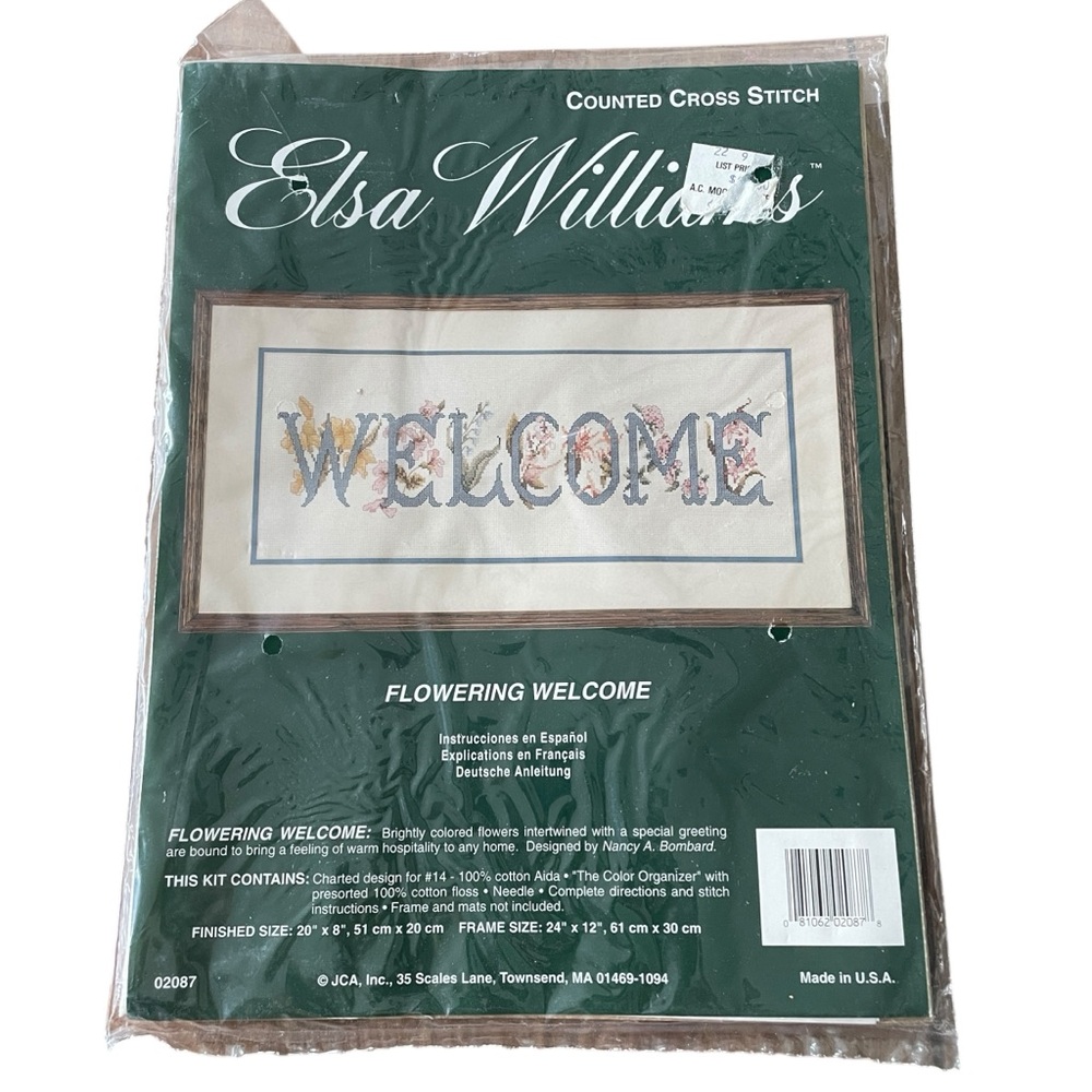 New Elsa Williams Counted Cross Stitch Kit Flowering Welcome 20"x8" floral 02087